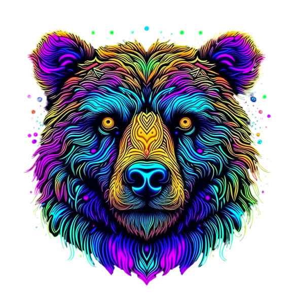 Wall Art Print - Colorful Trippy Bear Image - Decor - Work Office Bedroom - New - Picture 1 of 1